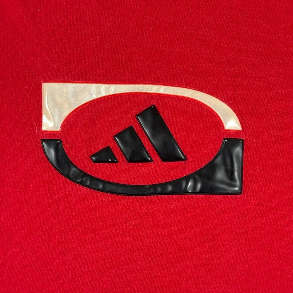 Vintage T-Shirt Adidas XL Red Long Sleeve Graphic Logo Cotton Flaw‎ Men's